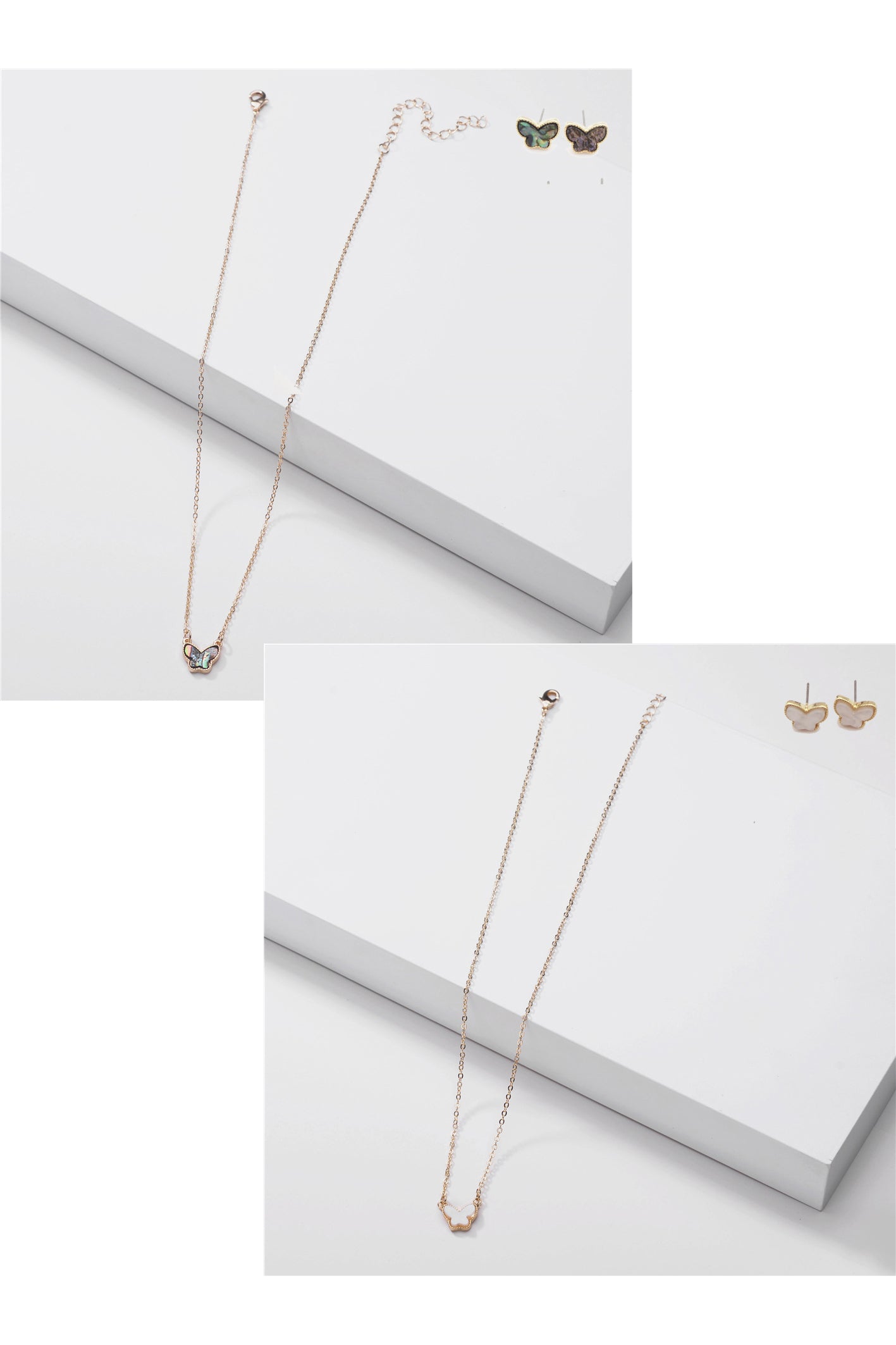 Butterfly Pendant Necklace Earrings Set By DOBBI ( Variety Color