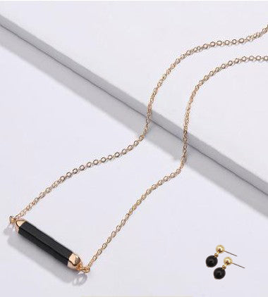 Stone Bar Necklace Earrings Set By DOBBI ( Variety Color Available )