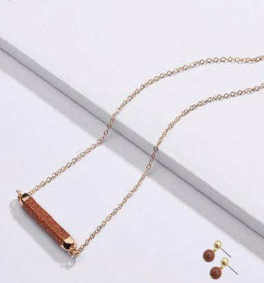 Stone Bar Necklace Earrings Set By DOBBI ( Variety Color Available )
