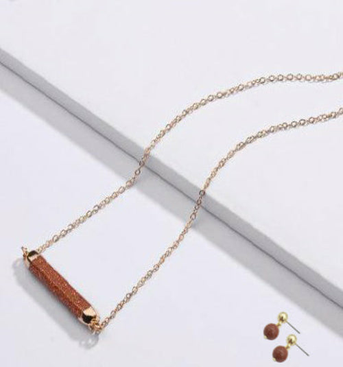 Stone Bar Necklace Earrings Set By DOBBI ( Variety Color Available )
