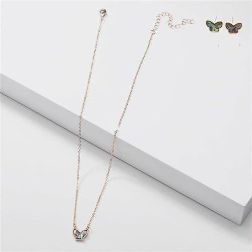 Butterfly Pendant Necklace Earrings Set By DOBBI ( Variety Color