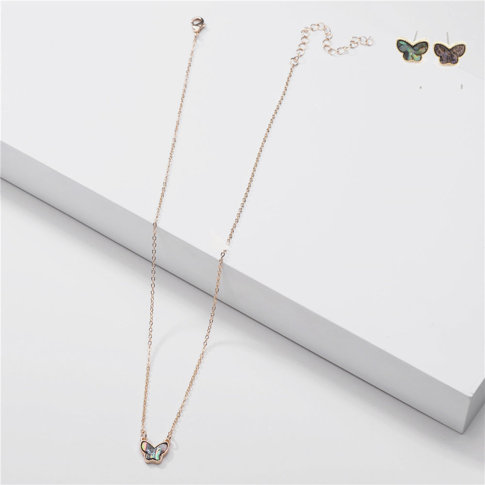 Butterfly Pendant Necklace Earrings Set By DOBBI ( Variety Color