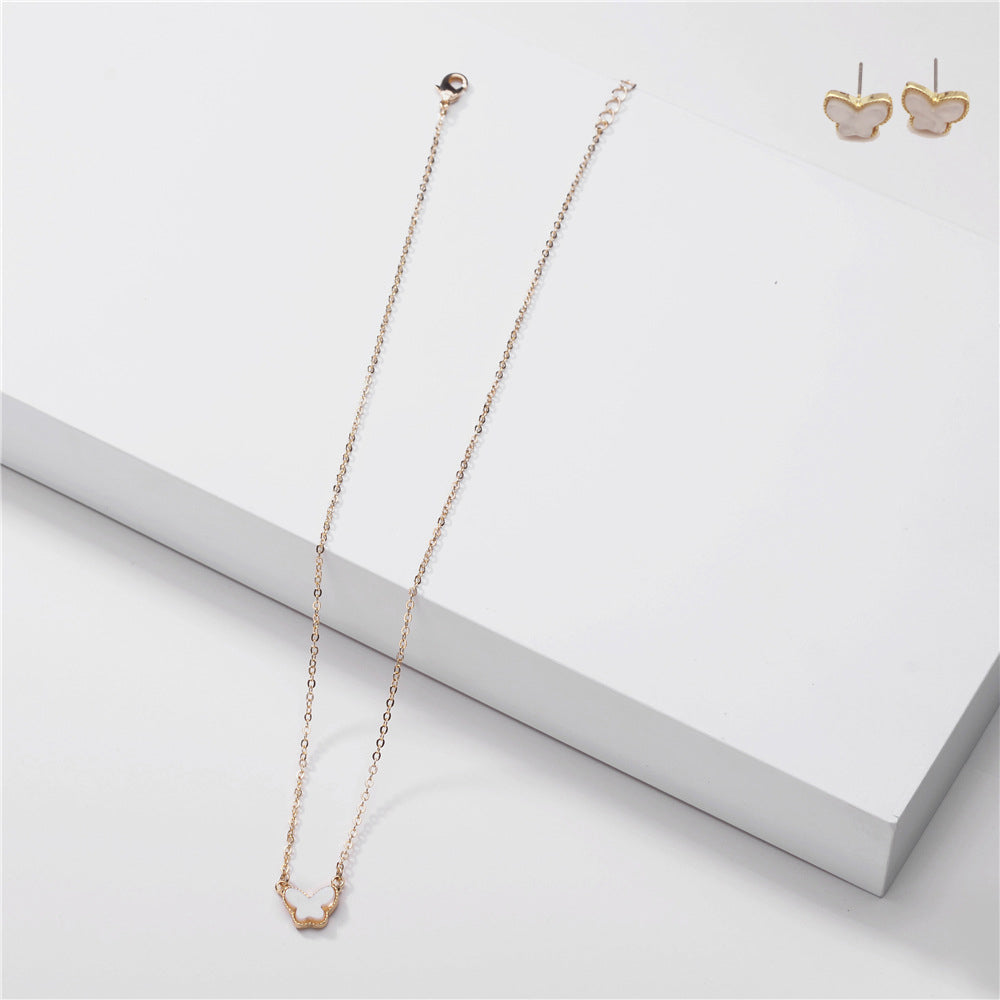 Butterfly Pendant Necklace Earrings Set By DOBBI ( Variety Color