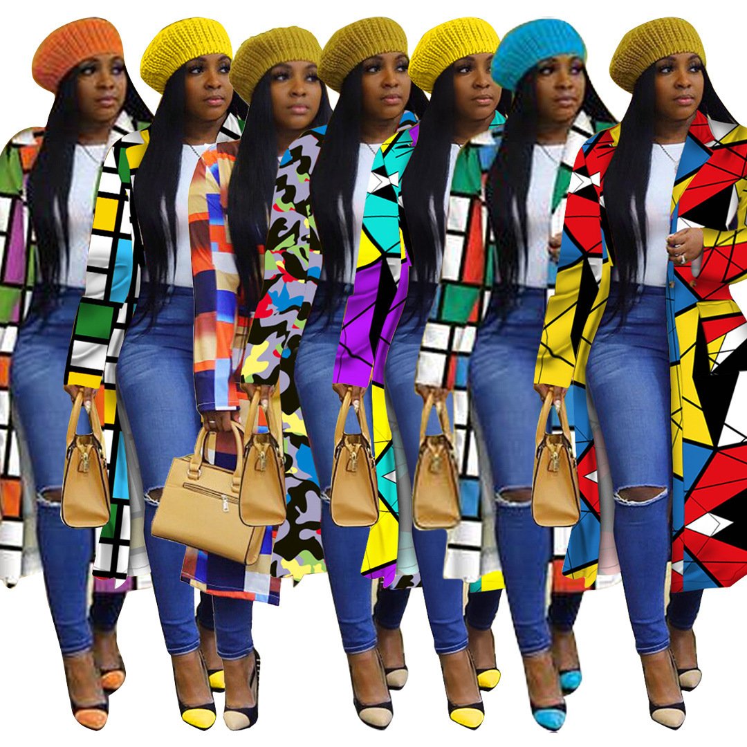 Womens Trench Coats Grid Standard Check Print Double Breasted Lapel